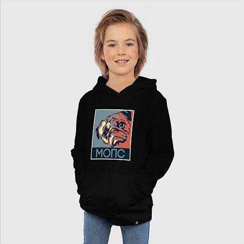 Детская толстовка-худи Мопс / Черный – фото 3