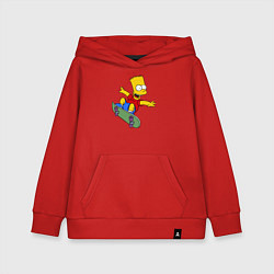 Толстовка детская хлопковая Барт на скейте, цвет: красный