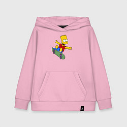 Толстовка детская хлопковая Барт на скейте, цвет: светло-розовый