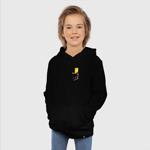 Детская толстовка-худи Карманный Барт / Черный – фото 3