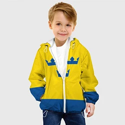 Куртка с капюшоном детская Сборная Швеции: домашняя форма, цвет: 3D-белый — фото 2