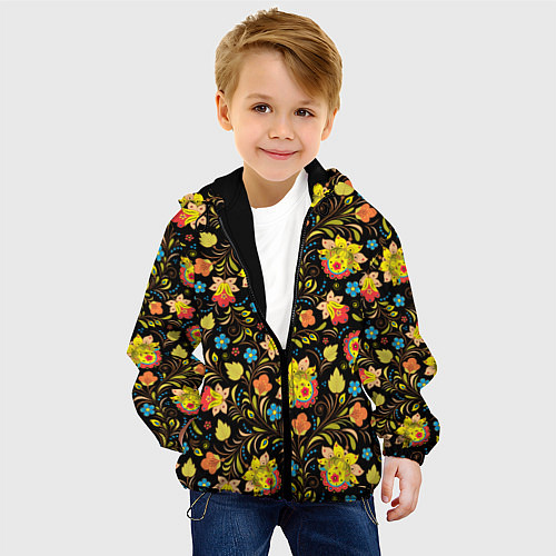 Детская куртка Цветочный узор / 3D-Черный – фото 4