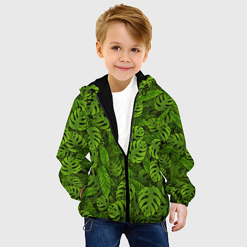 Детская куртка Тропические листья / 3D-Черный – фото 4