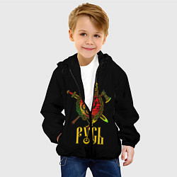 Куртка с капюшоном детская Русь для викингов, цвет: 3D-черный — фото 2