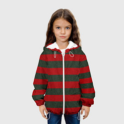 Куртка с капюшоном детская Красно-полосатый, цвет: 3D-белый — фото 2