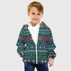 Куртка с капюшоном детская Вязаный узор 4, цвет: 3D-белый — фото 2