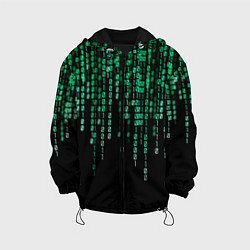 Куртка с капюшоном детская Цифровой поток из матрицы, цвет: 3D-черный
