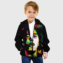 Куртка с капюшоном детская Боб Марли: фан-арт, цвет: 3D-черный — фото 2