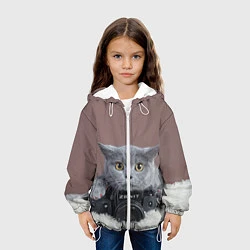 Куртка с капюшоном детская Котик фотограф, цвет: 3D-белый — фото 2