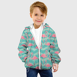 Куртка с капюшоном детская Flamingo Pattern, цвет: 3D-белый — фото 2