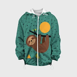 Куртка с капюшоном детская Довольный ленивец, цвет: 3D-белый