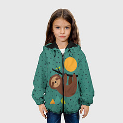 Куртка с капюшоном детская Довольный ленивец, цвет: 3D-черный — фото 2