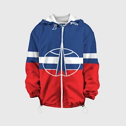 Куртка с капюшоном детская Флаг космический войск РФ, цвет: 3D-белый