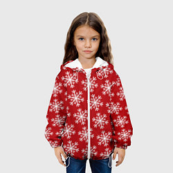 Куртка с капюшоном детская Новогодние Снежинки, цвет: 3D-белый — фото 2