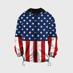 Куртка с капюшоном детская Флаг США, цвет: 3D-черный