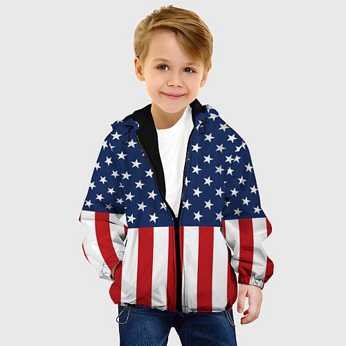 Детская куртка Флаг США / 3D-Черный – фото 4