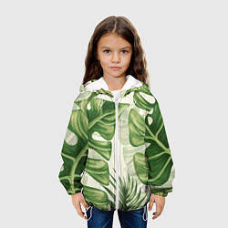 Куртка с капюшоном детская Тропический папоротник, цвет: 3D-белый — фото 2