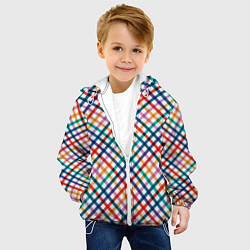 Куртка с капюшоном детская Клетчатый узор, цвет: 3D-белый — фото 2