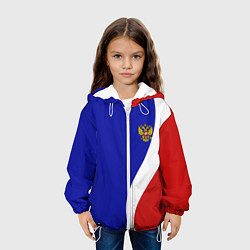 Куртка с капюшоном детская Герб РФ Триколор, цвет: 3D-белый — фото 2