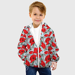 Куртка с капюшоном детская Цветущие маки, цвет: 3D-белый — фото 2