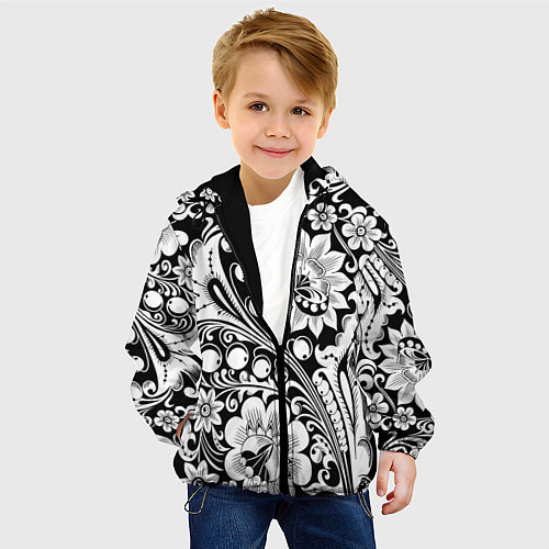 Детская куртка Хохлома черно-белая / 3D-Черный – фото 4