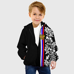 Куртка с капюшоном детская Россия: цветочная коллекция, цвет: 3D-черный — фото 2