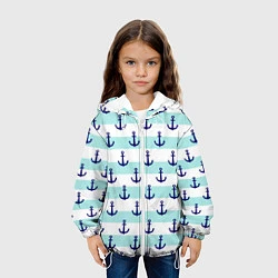 Куртка с капюшоном детская Морские якоря, цвет: 3D-белый — фото 2