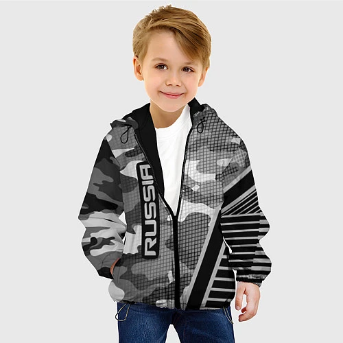 Детская куртка Russia: Grey Camo / 3D-Черный – фото 4