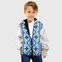 Куртка с капюшоном детская Орнамент Руси: синий, цвет: 3D-черный — фото 2