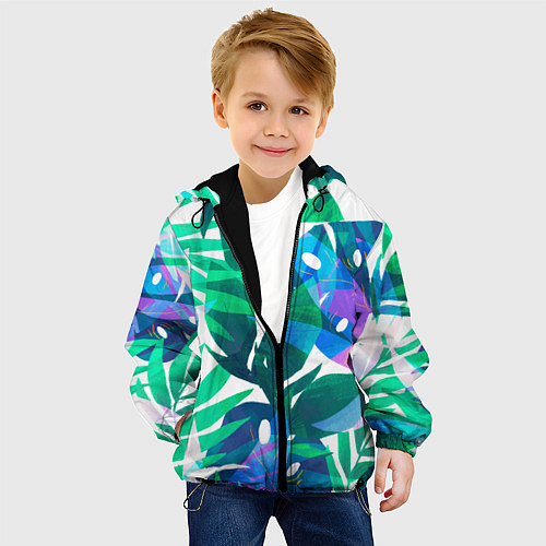 Детская куртка Зеленые тропики / 3D-Черный – фото 4