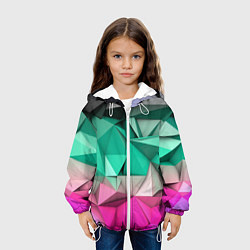 Куртка с капюшоном детская Неоновые грани, цвет: 3D-белый — фото 2