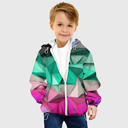 Куртка с капюшоном детская Неоновые грани, цвет: 3D-белый — фото 2