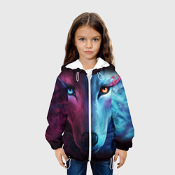 Куртка с капюшоном детская Волчий взгляд, цвет: 3D-белый — фото 2