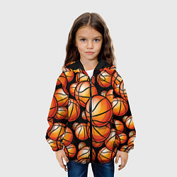 Куртка с капюшоном детская Баскетбольные яркие мячи, цвет: 3D-черный — фото 2