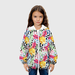 Куртка с капюшоном детская Летняя абстракция, цвет: 3D-белый — фото 2