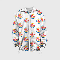 Куртка с капюшоном детская OK boomer logo, цвет: 3D-белый