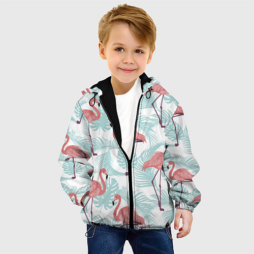 Детская куртка Узор фламинго и тропических растений / 3D-Черный – фото 4