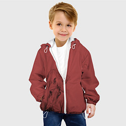 Куртка с капюшоном детская Конь на красном фоне, цвет: 3D-белый — фото 2