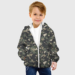 Куртка с капюшоном детская Пиксельный камуфляж, цвет: 3D-белый — фото 2