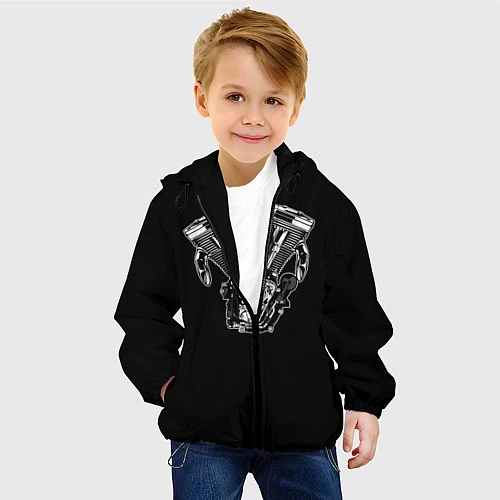 Детская куртка Движковый череп / 3D-Черный – фото 4
