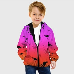 Куртка с капюшоном детская Фламинго, цвет: 3D-черный — фото 2
