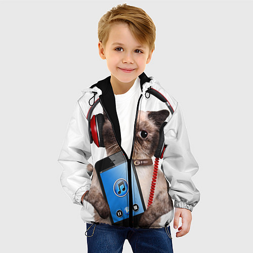 Детская куртка Кот в наушниках / 3D-Черный – фото 4