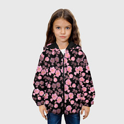 Куртка с капюшоном детская Цветок сакуры, цвет: 3D-черный — фото 2