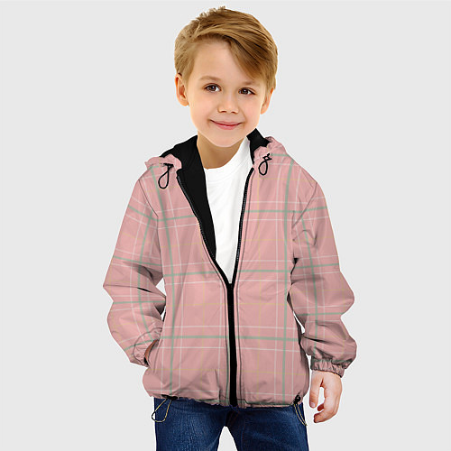 Детская куртка Шотландка Розовая / 3D-Черный – фото 4