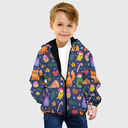 Куртка с капюшоном детская Новогодний макет, цвет: 3D-черный — фото 2