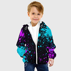 Куртка с капюшоном детская БРЫЗГИ КРАСКИ NEON, цвет: 3D-белый — фото 2