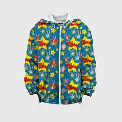 Куртка с капюшоном детская Багз Банни паттерн, цвет: 3D-белый