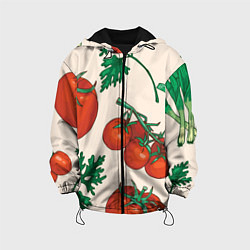 Куртка с капюшоном детская Летние овощи, цвет: 3D-черный