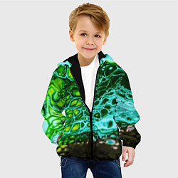 Куртка с капюшоном детская Кислотные разводы краски, цвет: 3D-черный — фото 2
