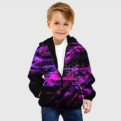 Куртка с капюшоном детская Техно абстракция, цвет: 3D-черный — фото 2
